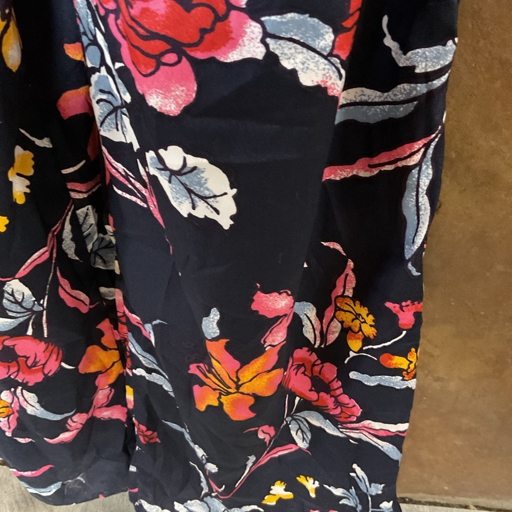 Band of Gypsies Floral Wide-Leg Jumpsuit Navy Blue Sweetheart Neckline Size M - Picture 7 of 11